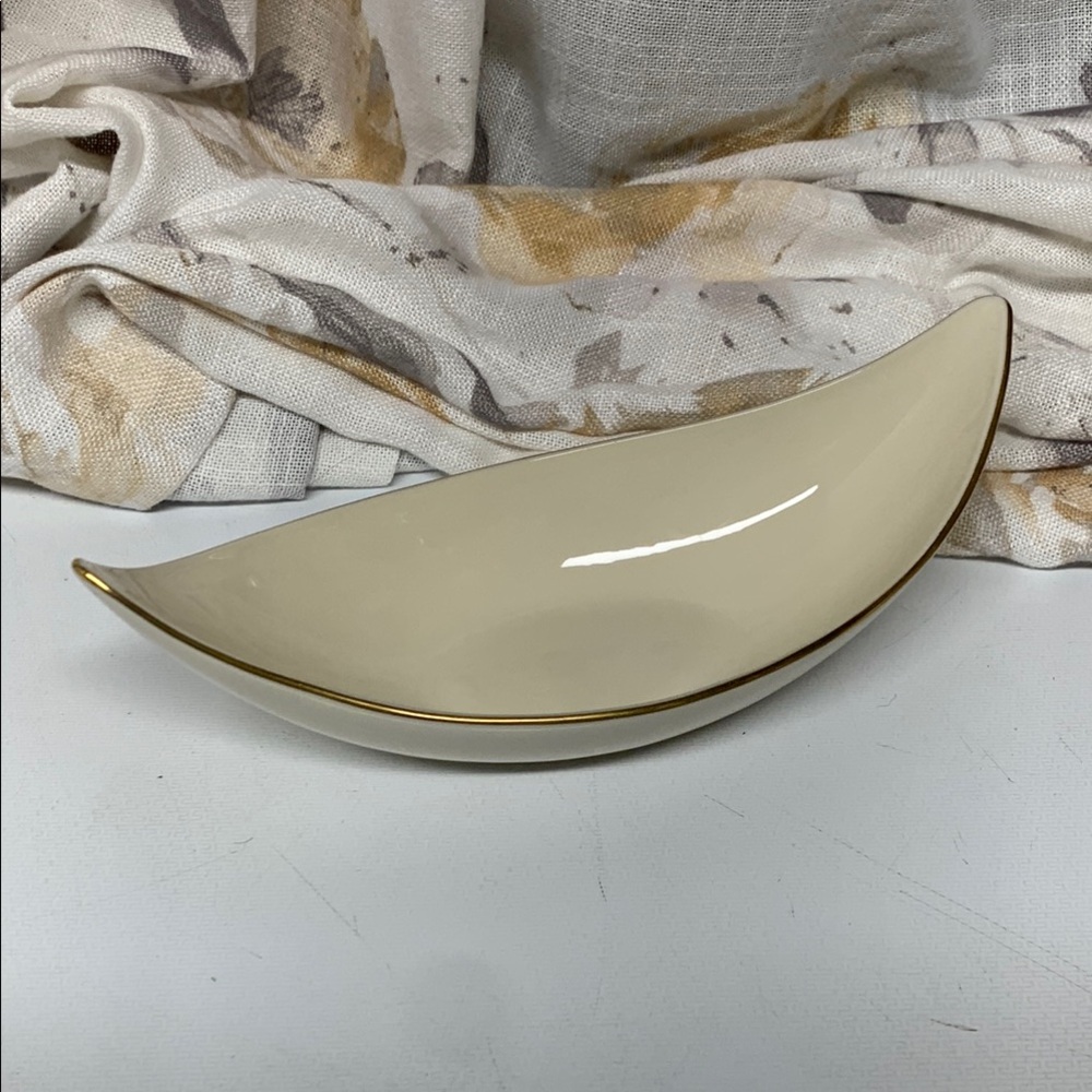Vintage Lenox Olympia Cream and Gold Ceramic Candy Bowl